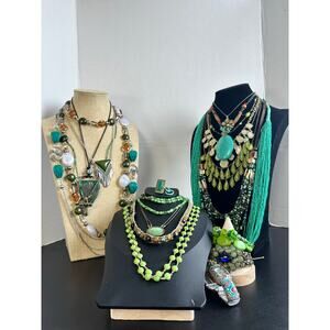 Shades of Green and Turqouise Vintage to Modern Costume Jewelry